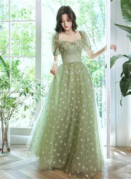 Picture of Light Green Tulle Long Formal Gown 2022 Party Dress, Green Evening Prom Dress